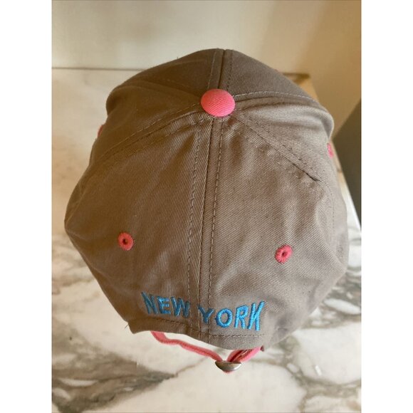 New York Embroidered Baseball Cap Adjustable Strap Pink Brown Cotton Blend - Picture 4 of 7